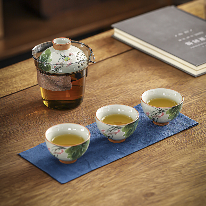Hand-Painted Underglaze Crackle-Glazed Teacup 40
