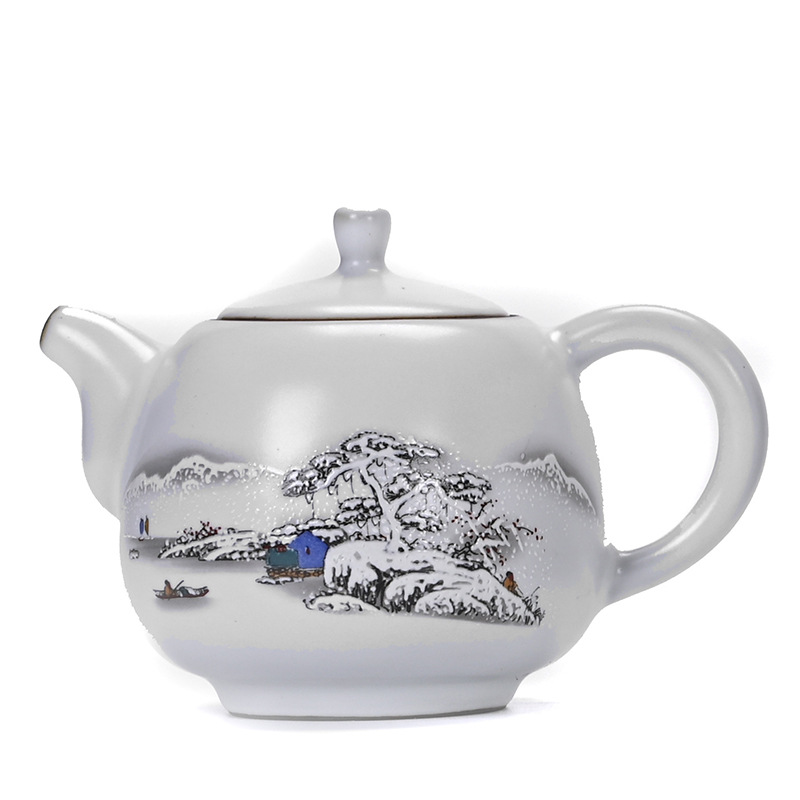 Moon-White Ru Ware Ceramic Teapot 54