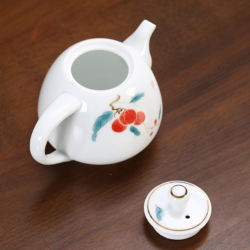 Underglaze-Painted White Porcelain Teapot with Gilt Accents 31