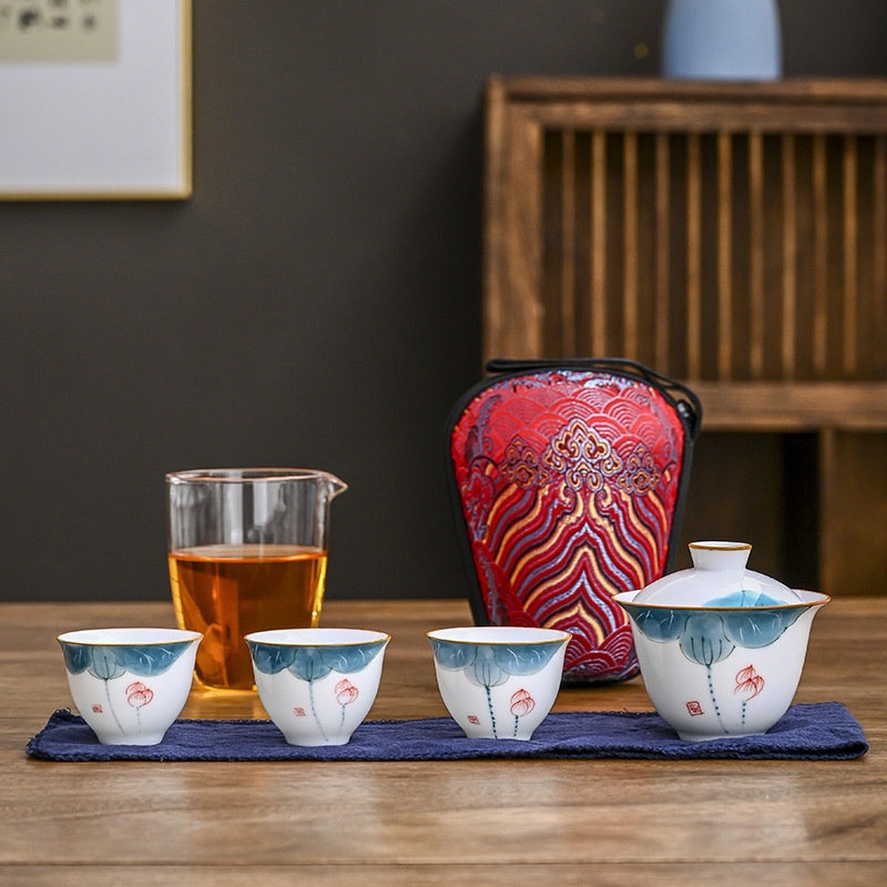 Travel Tea Set: One Gaiwan, Three Cups 8